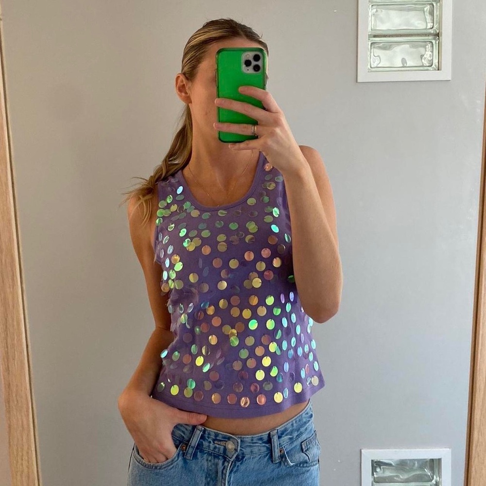 Y2k purple sequin tank